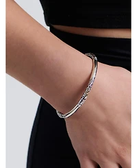 Devata Filigree Bangle Slide-on Bracelet Sterling Silver and 18K Gold Accents