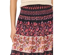 CeCe Women's Tiered Smock Waist Maxi Skirt