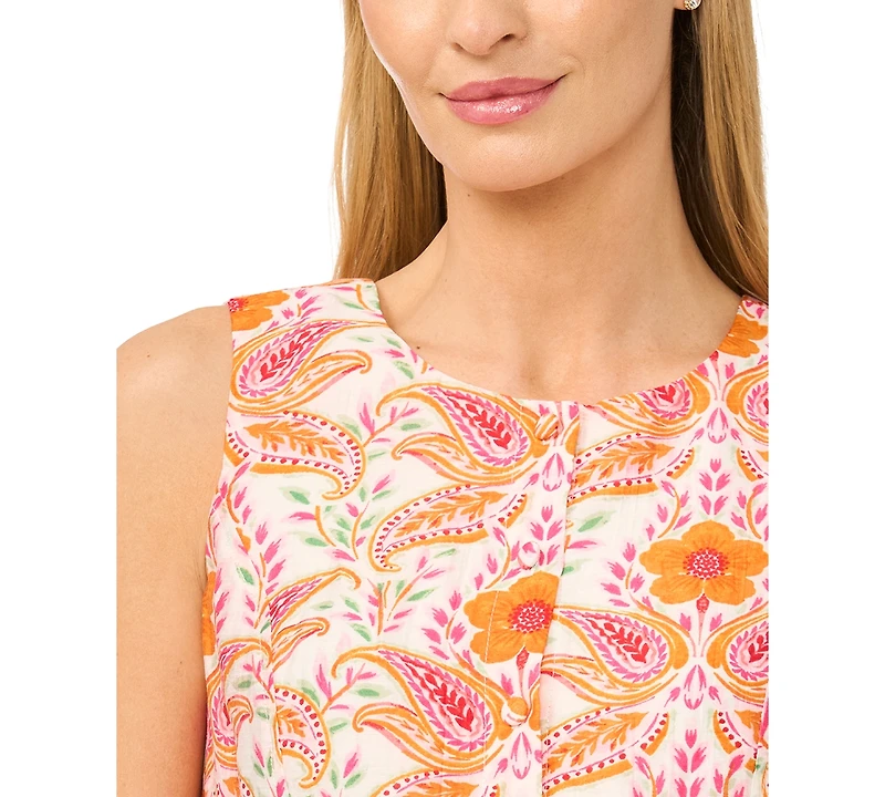 CeCe Women's Sleeveless Princess Seam Printed Dress