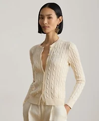 Lauren Ralph Lauren Womens Crewneck Buttoned Placket Cardigan Sweater