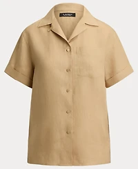 Lauren Ralph Women's Linen Short-Sleeve Camp Shirt