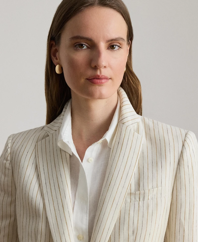 Lauren Ralph Women's Pinstripe Notch Lapel Long-Sleeve Blazer