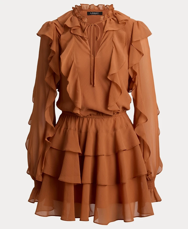 Lauren Ralph Women's Ruffle-Trim Tiered A-Line Dress