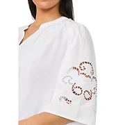 Vince Camuto Plus 3/4-Length-Sleeves V-Neck Blouse