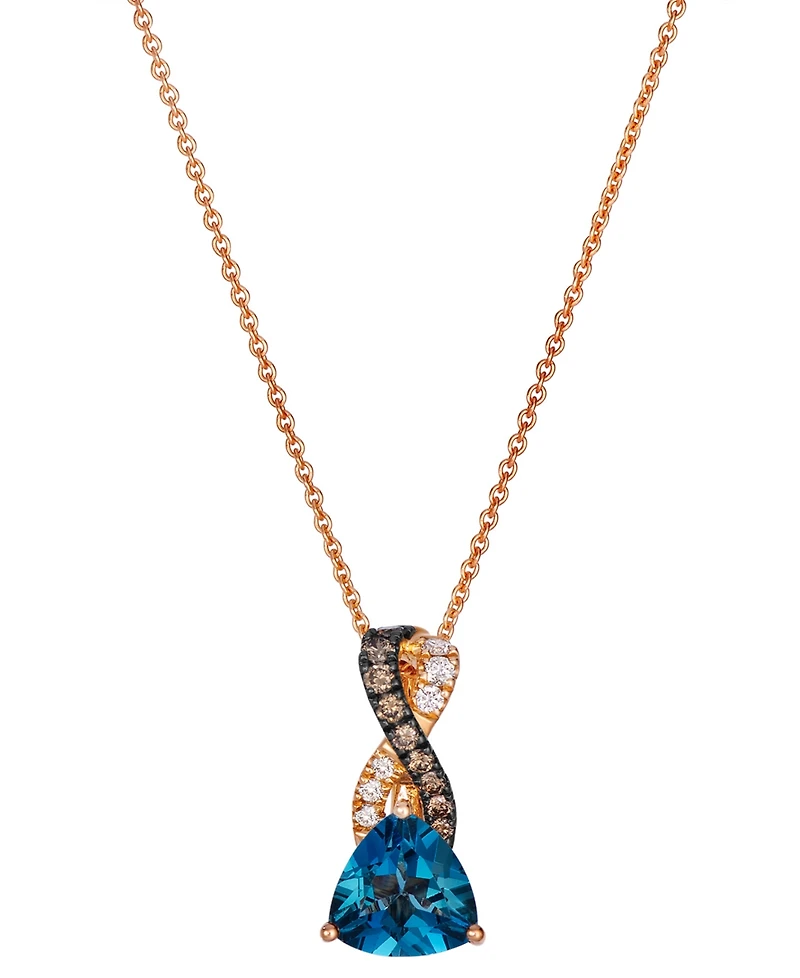 Le Vian London Blue Topaz (1 ct. t.w.), Chocolate Diamond (1/8 ct. t.w.) & Nude Diamond (1/20 ct. t.w.) Pendant Necklace in 14k Strawberry Gold