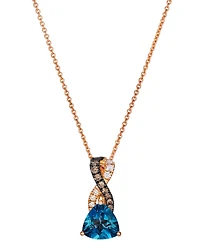 Le Vian London Blue Topaz (1 ct. t.w.), Chocolate Diamond (1/8 ct. t.w.) & Nude Diamond (1/20 ct. t.w.) Pendant Necklace in 14k Strawberry Gold