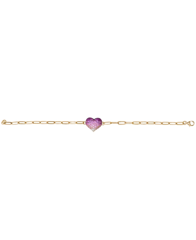Le Vian Strawberry Ombre Sapphire Heart (1-3/8 ct. t.w.) & Vanilla Sapphire Bracelet in 14k Honey Gold