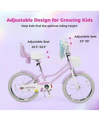 Slickblue Kids Girls Bike with Doll Carrier Seat Colorful Streamers