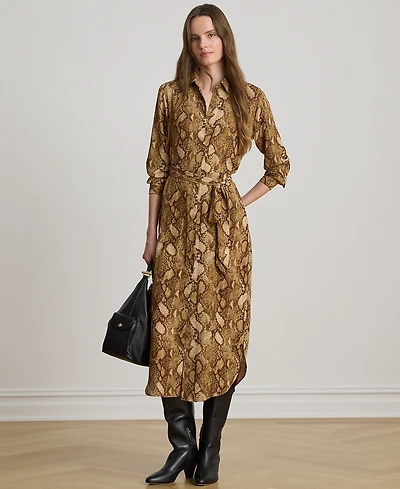 Lauren Ralph Lauren Petite Collared Belted Shirt Dress