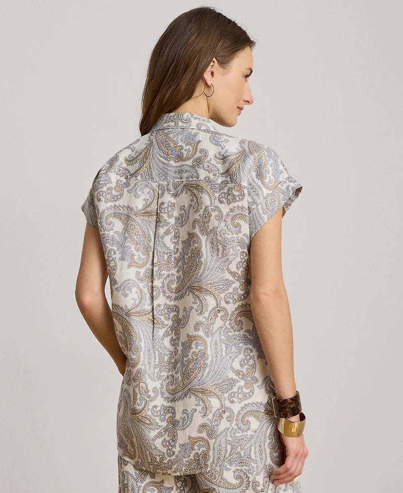 Lauren Ralph Petite Paisley Short-Sleeve Shirt