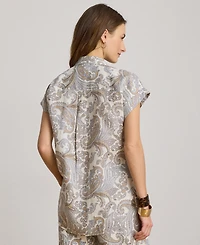 Lauren Ralph Petite Paisley Short-Sleeve Shirt