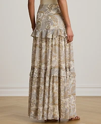 Lauren Ralph Petite Tiered A-Line Maxi Skirt