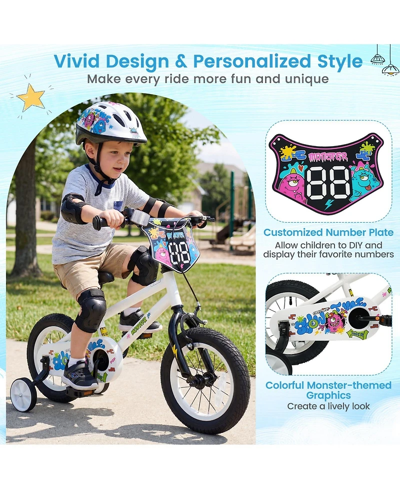 Slickblue Kids Ride On Bike with Training Wheels