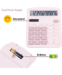 Danrong Cute Desktop Calculator Big Buttons, Dual Power Solar/Battery, Large Display for Office Teachers