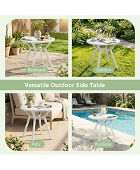 Gymax Outdoor Side Table 20'' Round Storage Weather-Resistant End