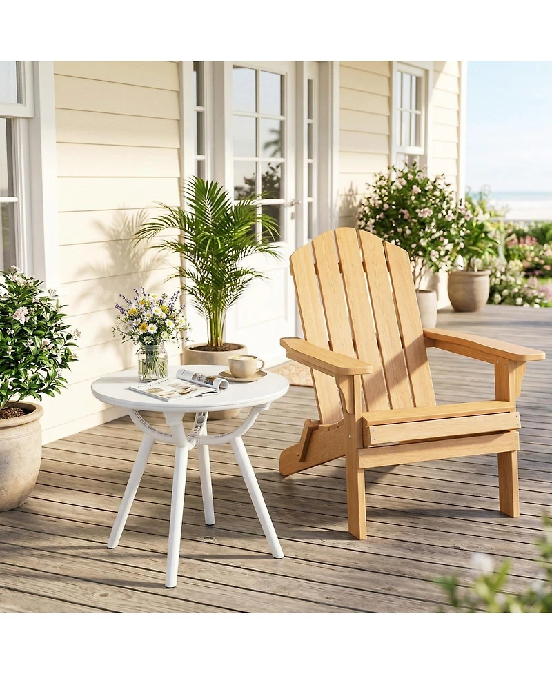Gymax 2 pieces Outdoor Side Table 20'' Round Storage Weather-Resistant End