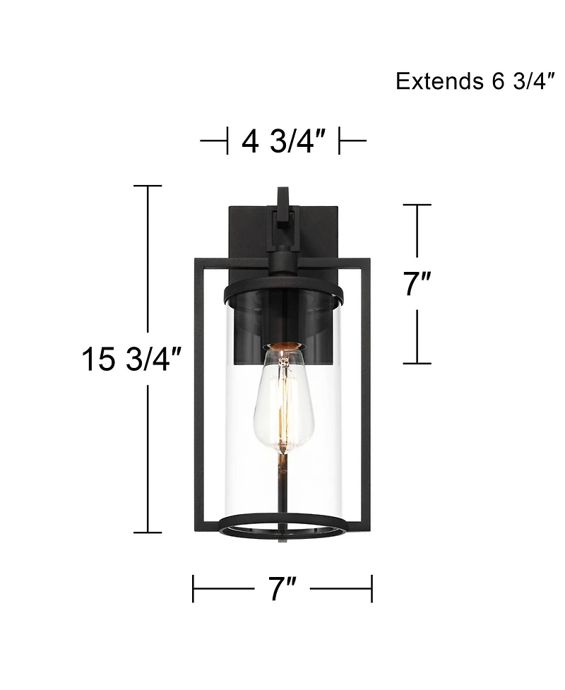 John Timberland Rennes 15 3/4 inches High Modern Outdoor Wall Light Fixture Mount Porch House Weatherproof Metal Clear Glass Shade