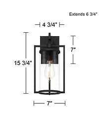 John Timberland Rennes 15 3/4 inches High Modern Outdoor Wall Light Fixture Mount Porch House Weatherproof Metal Clear Glass Shade