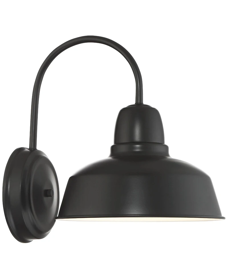 John Timberland Urban Barn Rustic Industrial Farmhouse Outdoor Wall Light Fixtures Set of 2 Metal Gooseneck Arms Downlight 13 inches Post