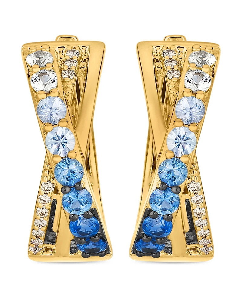 Le Vian Denim Ombre Sapphire (1 ct. t.w.), Vanilla Sapphire & Nude Diamond (1/10 ct. t.w.) Earrings in 14k Honey Gold