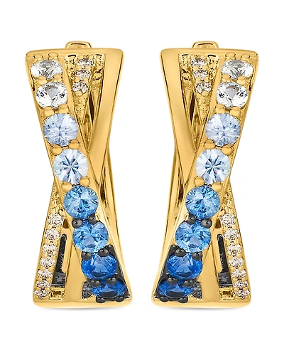 Le Vian Denim Ombre Sapphire (1 ct. t.w.), Vanilla Sapphire & Nude Diamond (1/10 ct. t.w.) Earrings in 14k Honey Gold