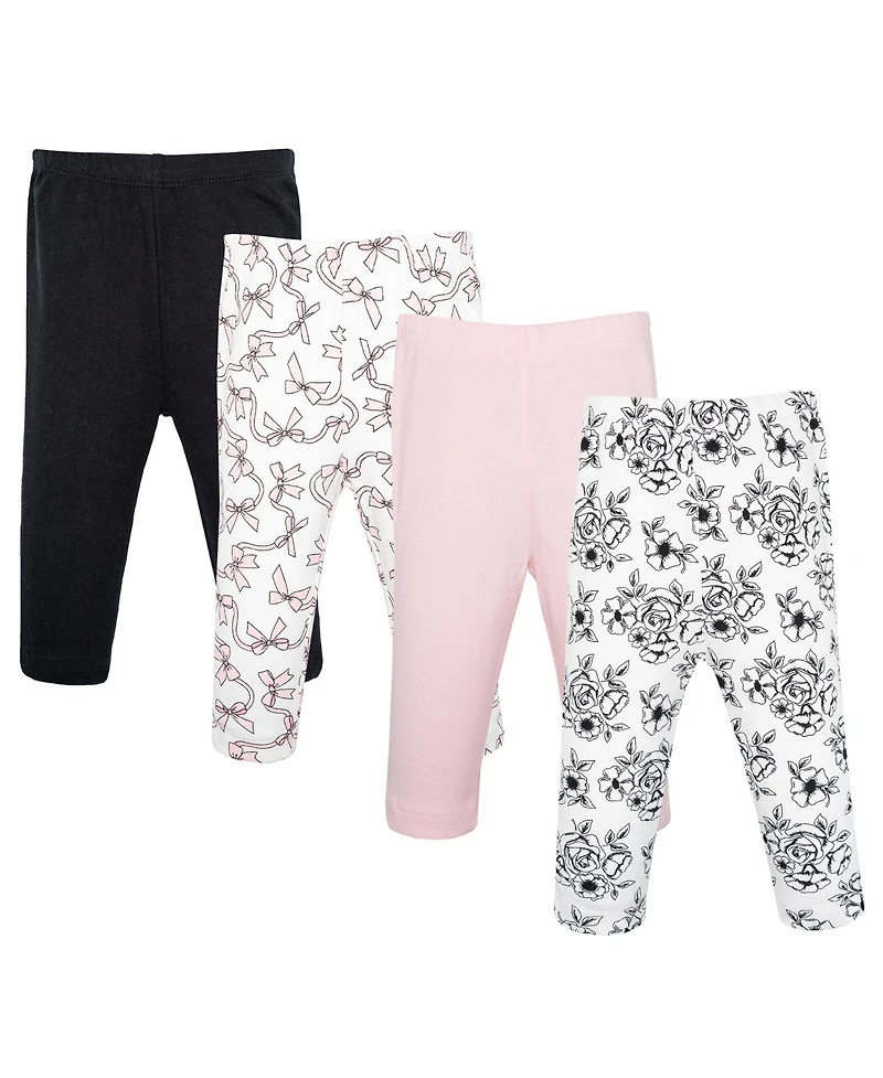 Hudson Baby Baby Girls Hudson Cotton Pants and Leggings, Black Toile Pink Bows