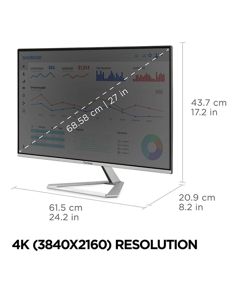 ViewSonic VX2776-4K-mhdu 16:9 4K Ultra Hd Usb-c Ips Led Hdr Monitor