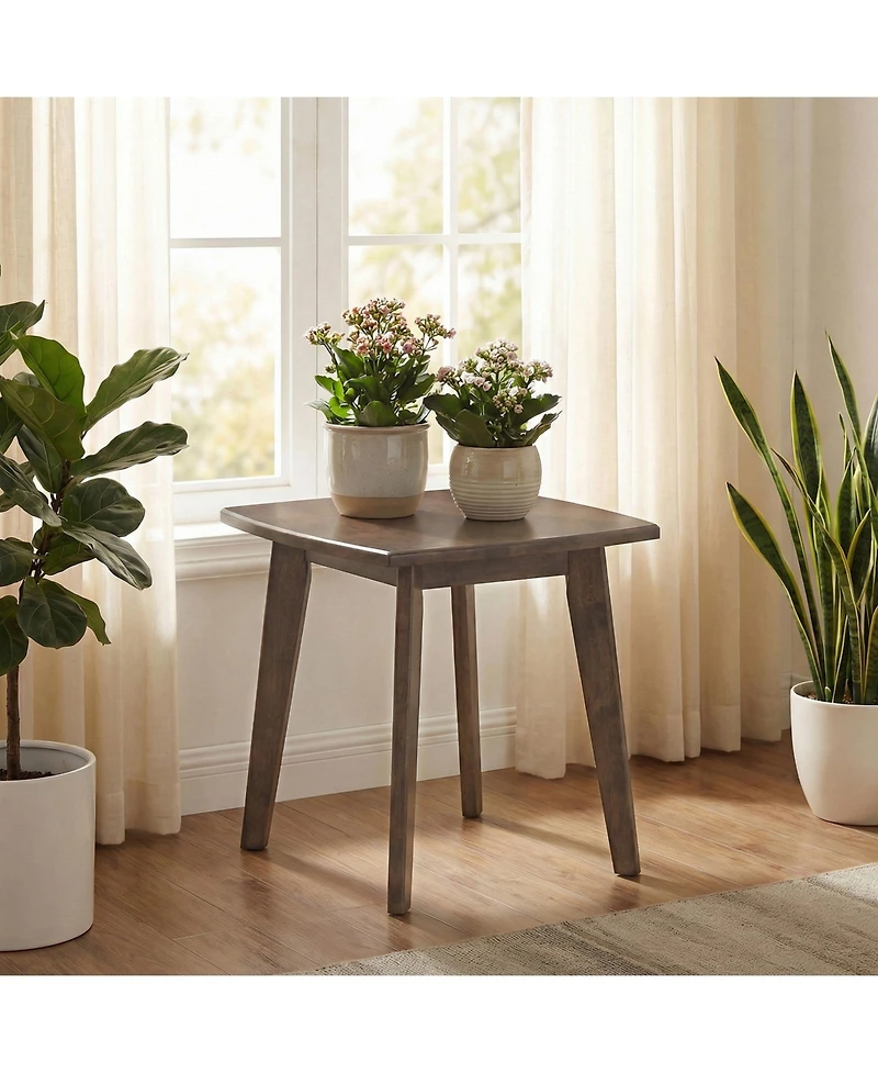 Gymax 2piece Solid Wood Side Table with Thickened Top and Curved Edge for Living Room Bedroom