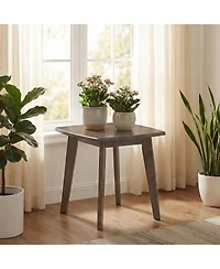 Gymax 2piece Solid Wood Side Table with Thickened Top and Curved Edge for Living Room Bedroom