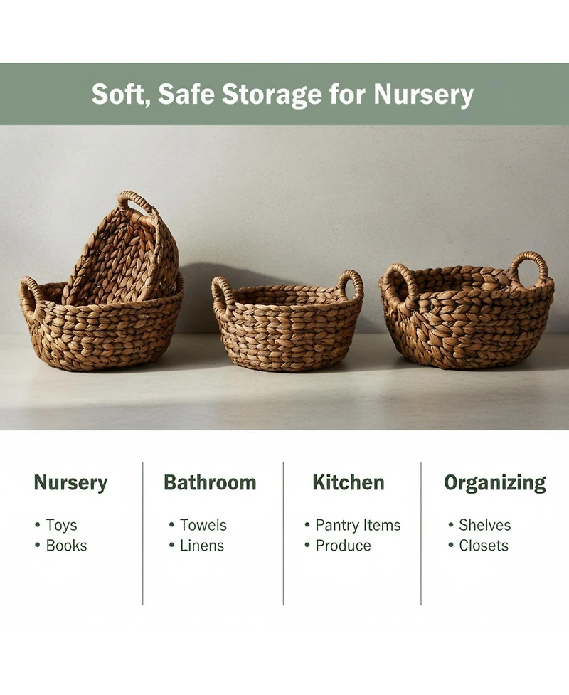 Yigii Set Of 3 Wicker Storage Baskets With Handles Organizers For Bathroom Kitchen Shelves Decor