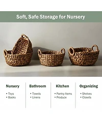 Yigii Set Of 3 Wicker Storage Baskets With Handles Organizers For Bathroom Kitchen Shelves Decor