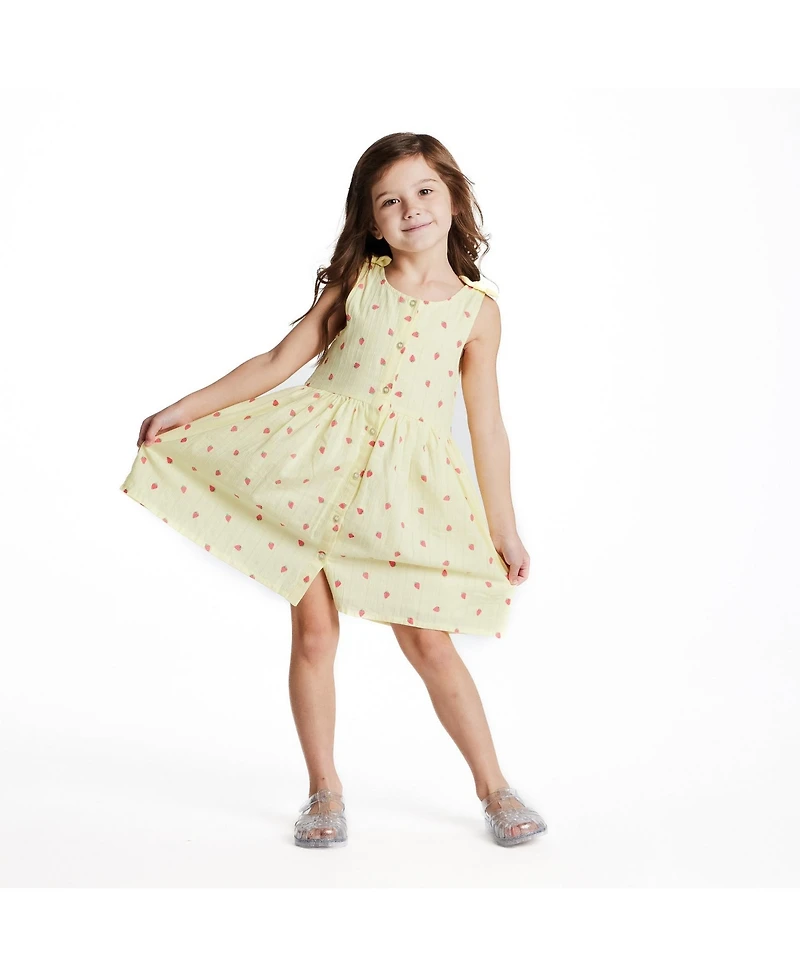 Andy & Evan Toddler Girls Strawberry Printed Button Front Dress