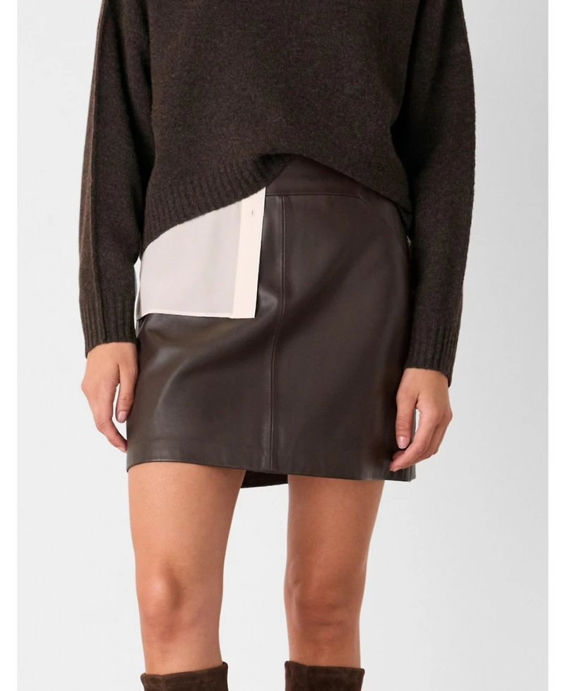 Whistles Women's Leather A Line Skirt