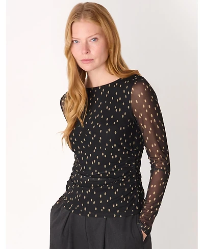Whistles Women's Spot Print Mesh Jersey Top