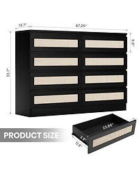 gaomon Rattan Dresser 8 Drawer Double for Bedroom