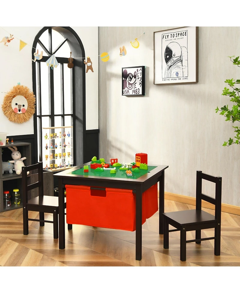 Slickblue Kids Activity Table and Chairs Set with Storage Block