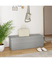Slickblue End of Bed Folding Ottoman Bench with Linen Upholstery and Hidden Storage