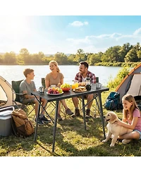 Outsunny Folding Picnic Table Adjustable Height 35" x15.7
