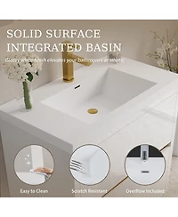 Sillysis Wall Mounted Bathroom Vanity with Glossy Resin Sink, Soft Close Drawers