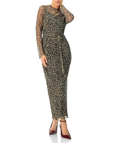 Ivonne Women's Long See-Though Animal Print Dress
