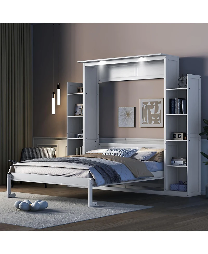 Streamdale Furniture Murphy Bed w/ Shelves and Led Lights