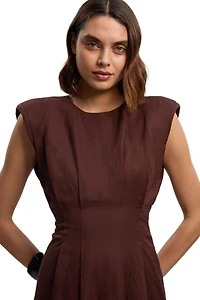 Karen Millen Women's Linen Blend Pintuck Midi Dress