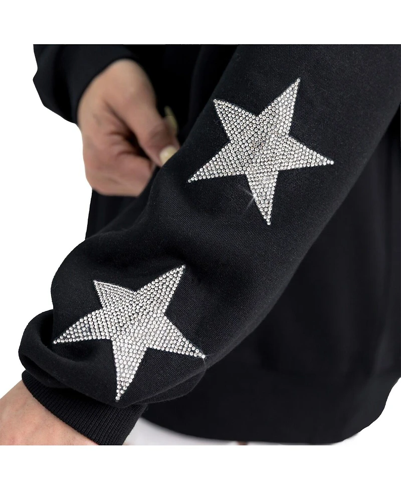 Gameday Couture Women's Black Philadelphia Eagles Velocity Relaxed Rhinestone Pullover Sweatshirt