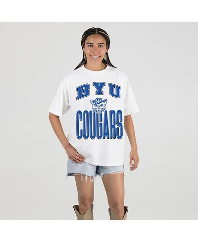 Gameday Couture Women's White Byu Cougars Oversized Fierce Focus T-Shirt