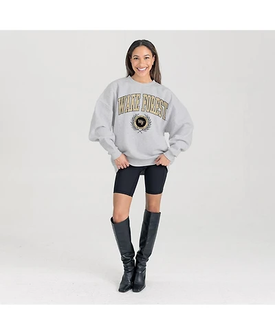 Gameday Couture Women's Ash Wake Forest Demon Deacons Oversized Tradition Refined Premium Fleece Sweatshirt