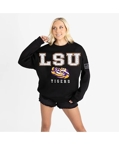Gameday Couture Women's Black Lsu Tigers Oversized Level Up Label Premium Sweatshirt