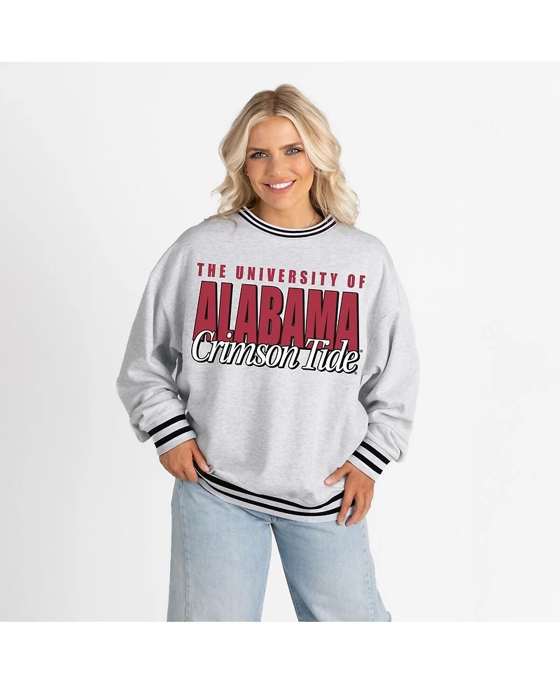 Gameday Couture Women's Gray Alabama Crimson Tide Oversized Showdown Ringer Stripe Sweatshirt