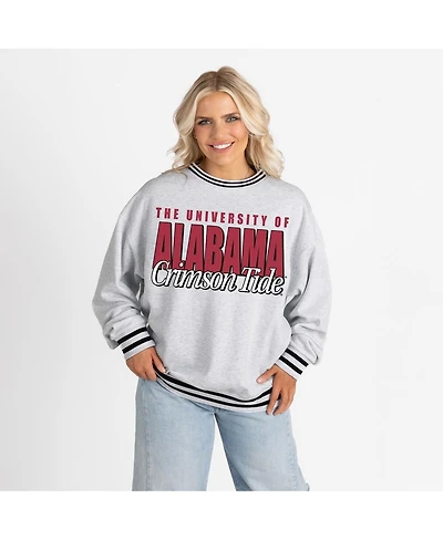Gameday Couture Women's Gray Alabama Crimson Tide Oversized Showdown Ringer Stripe Sweatshirt