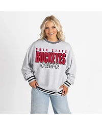 Gameday Couture Women's Gray Ohio State Buckeyes Oversized Showdown Ringer Stripe Sweatshirt
