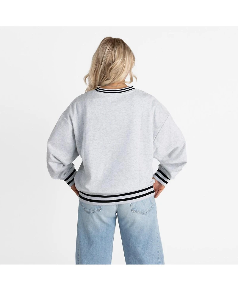 Gameday Couture Women's Ash Texas Longhorns Oversized Fade Route Ringer Stripe Sweatshirt